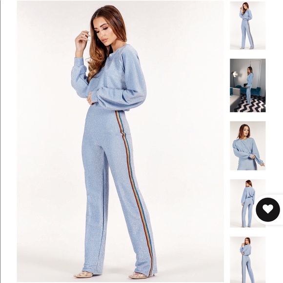 Sundar Bay Baby Blue Lurex Set with Band - Picture 3 of 5